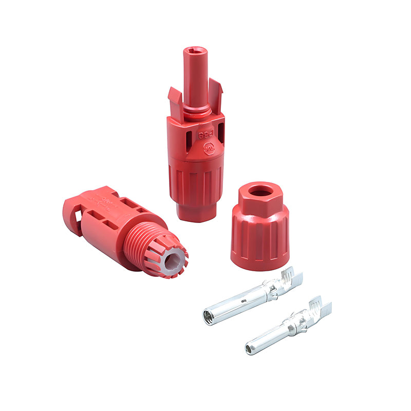 100 Pairs 1000V 30A Male+Female Solar Cable Connectors for 10AWG-12AWG 2.5mm²-6mm² TUV UL IP68 Red