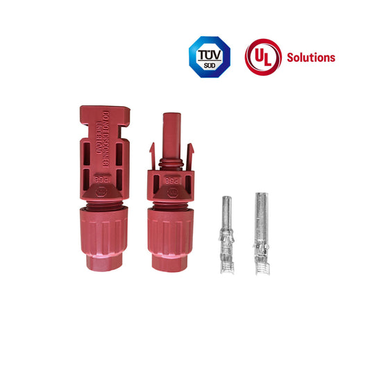 100 Pairs 1000V 30A Male+Female Solar Cable Connectors for 10AWG-12AWG  2.5mm²-6mm² TUV UL IP68 Red